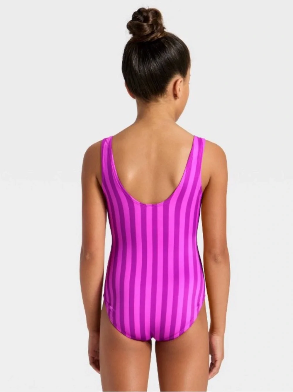 Cat & Jack Girls' Two Striped One Piece Swimsuit - Purple